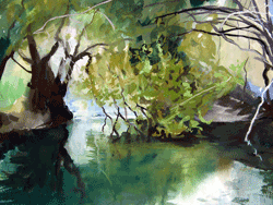 gouache painting of Anapo River