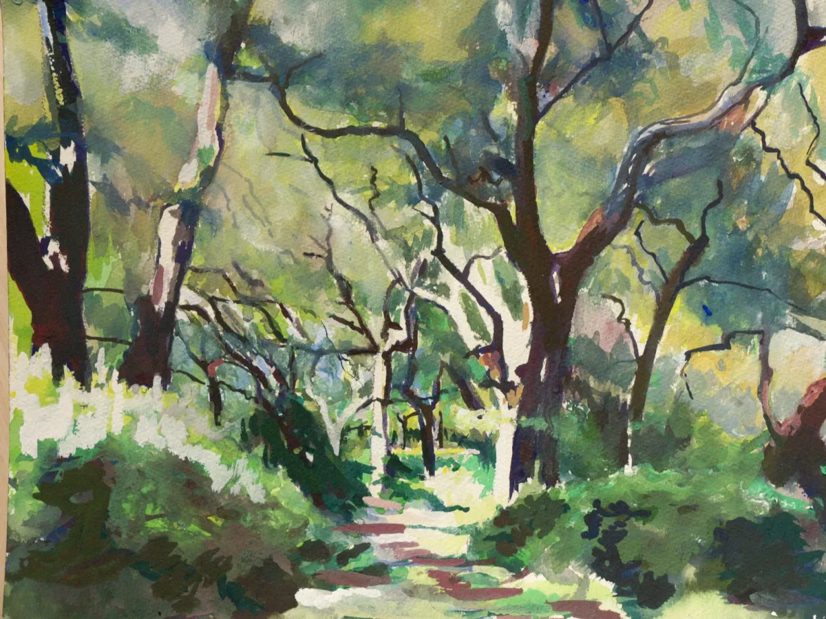 Buccheri Path Through Summer Cork Oak Woods Sicily - Nicholas Stedman