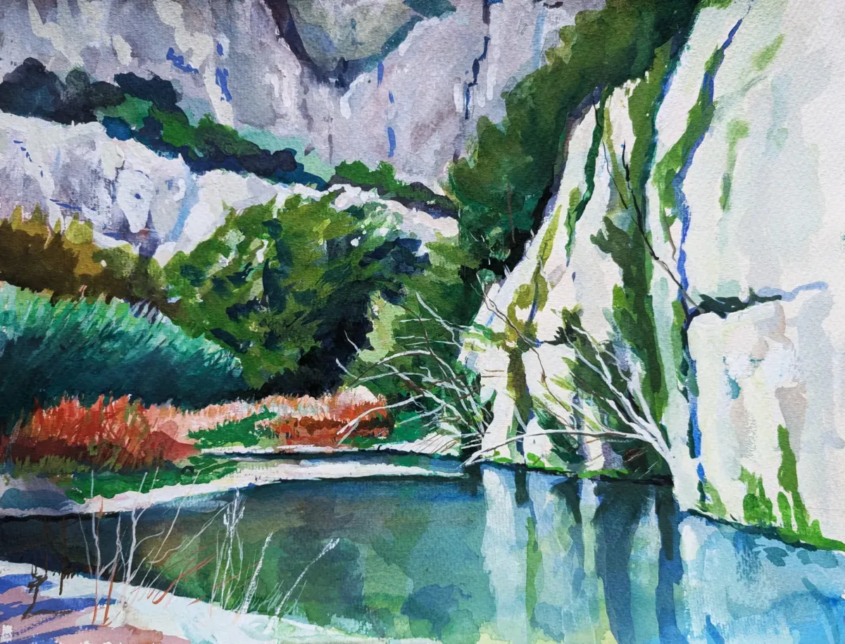 Anapa River, Pantalica, Sicily - Painting of Pantalica canyon, Sicily by Nicholas Stedman