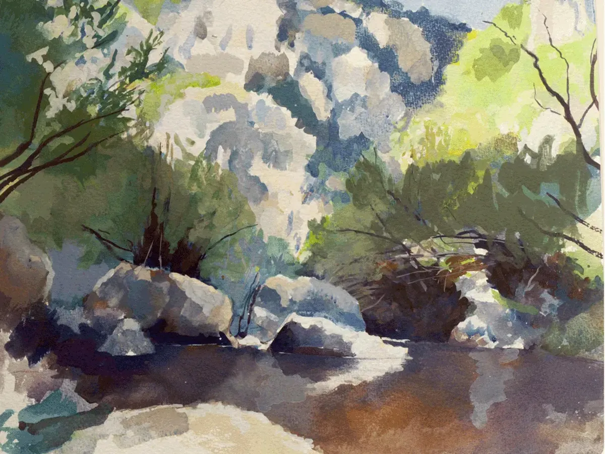 Pantalica Anapo Gorge Rocks Necropolis - Painting of Pantalica canyon, Sicily by Nicholas Stedman