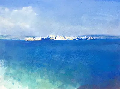 Siracusa Bright Sea View Distant Island